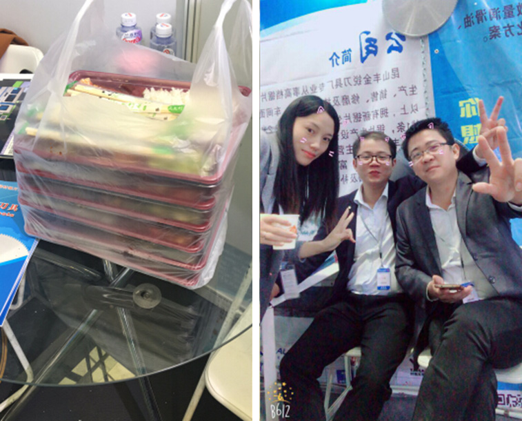 這是參展的鄧氏家人的午餐，順便還有家人出來賣萌!